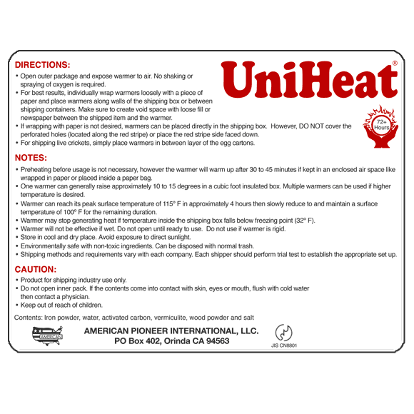 Uniheat Heat Pack 72 hour