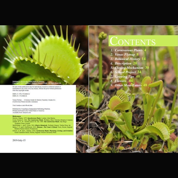 Venus flytrap - A Science Guide for Kids & Teachers: table contents